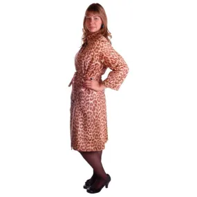 Vintage Cat Print Swing Coat 1950S Acetate /Scarf & Belt Rain Paka