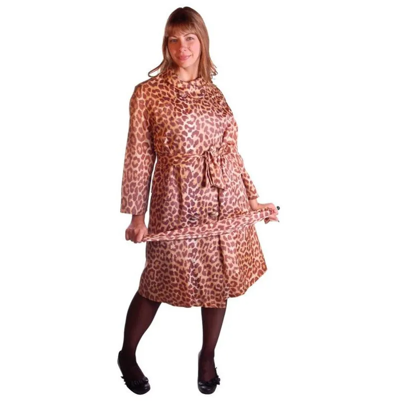 Vintage Cat Print Swing Coat 1950S Acetate /Scarf & Belt Rain Paka