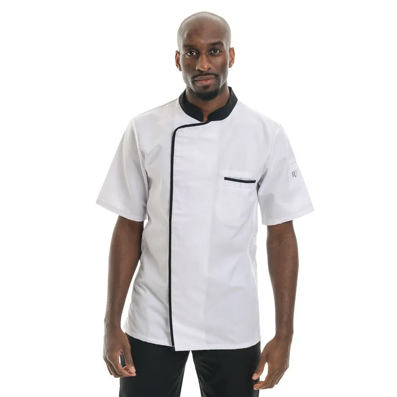 White and Black Short Sleeve Kitchen Coat Energy - ROBUR