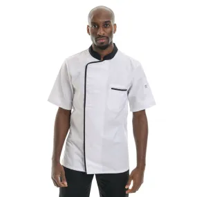 White and Black Short Sleeve Kitchen Coat Energy - ROBUR