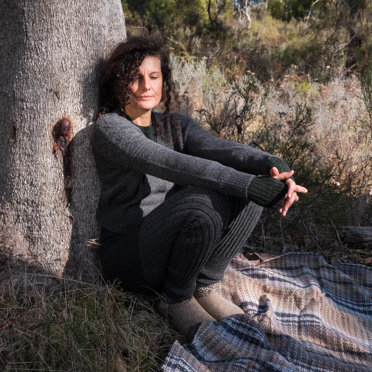 Women's Gansey Cardi in Baby Alpaca - Salt & Pepper (AW23)