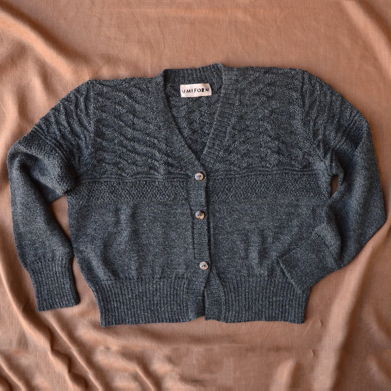 Women's Gansey Cardi in Baby Alpaca - Salt & Pepper (AW23)