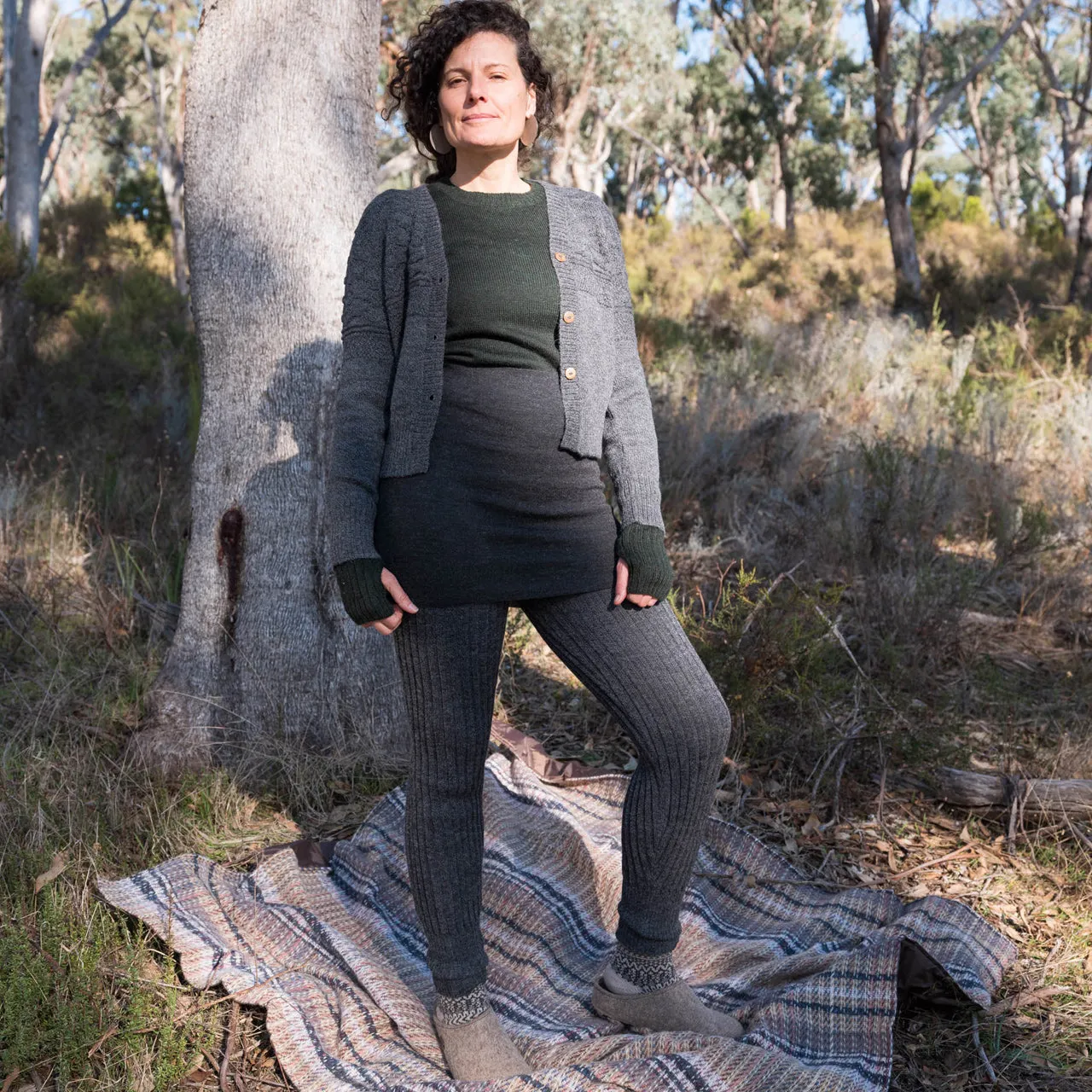 Women's Gansey Cardi in Baby Alpaca - Salt & Pepper (AW23)